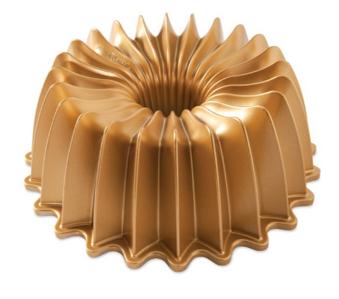 85777 Nordic Ware Braided Mini Bunt 75th Anniversary, 12 cups. Gold Collection-NORDIC WARE