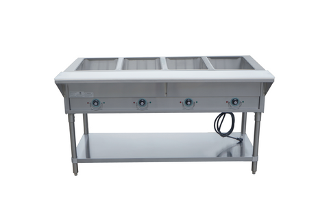 Enhanced SS & Equipment E-EST-4OW-US Hot Food Steam Table, 4-Open Wells, Stainless Steel, 208/240V