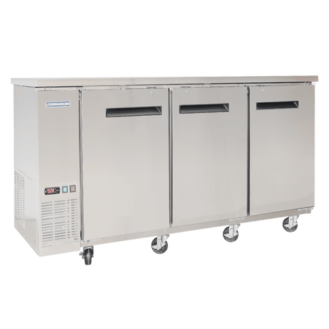 EBB-24-72FSS-HC 72" W x 24" D refrigerated back bar cooler with stainless steel exterior, two solid doors