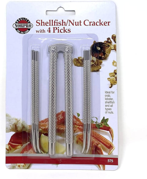 Norpro 575 Shellfish and Nutcracker with 4 Picks, Silver