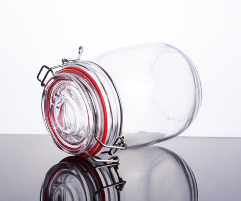 CW-10800F Enhanced 28 Oz. Glass Storage Jar with Lock Seal - EA-Enhanced Glassware