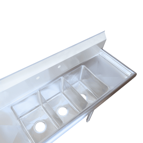 E-S3C101410-12LR-318 Enhanced 10"D x 14"W Sink, 3 Tubs with Right/Left Drainboards