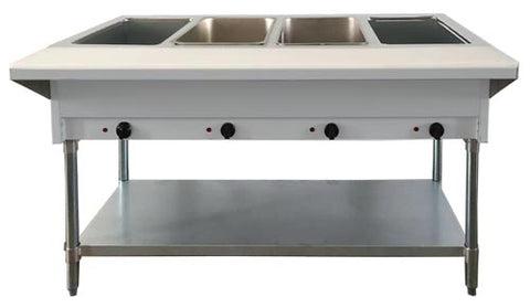 NH-4-240-SS Enhanced Steam table 4-open wells, 208V/240V, aluminum corners on undershelf NEMA 6-30 4000W