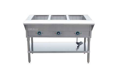 E-EST-3OW-US Enhanced Hot food steam table, 3-open wells, Stainless steel, 120V