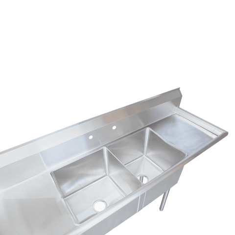 E-S2C181814-18LR-316 Enhanced Sink 2-tub 18"X18"X14" tubs , 18" left & right drainboards 16GA