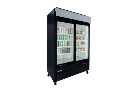 Enhanced Refrigeration EGDM-45R-SD-HC 45 cu. ft. 2-Door Sliding Glass Merchandiser Refrigerator, Black Exterior