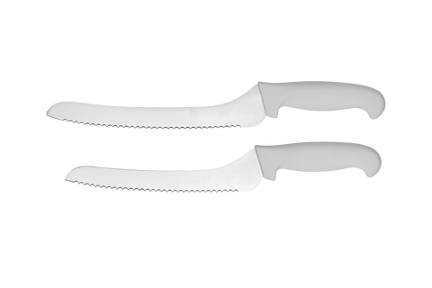 KWBREAD9O Cresco Resco KNIFE BREAD 9" OFFSET, WHITE HANDLE