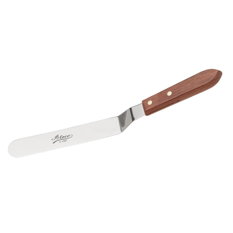 Ateco 1387 Medium Offset Icing Spatula with 7-5/8" Stainless Steel Blade and Wood Handle