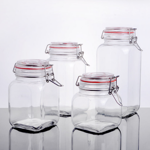 CW-41200F Enhanced 40 Oz. Glass Storage Jar with Lock Seal - EA