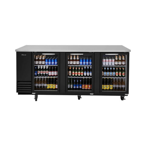 Turbo Air TBB-4SG-N Three-Section Back Bar Cooler with Glass Doors