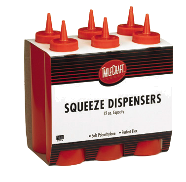 Tablecraft Products C108K Red 8 oz. Ketchup Squeeze Bottle - 6 Pack