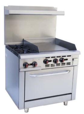 ER2-24G Enhanced 36" Gas Range with 24" Grill, 2 Burner with Oven-Enhanced Gas Equipment