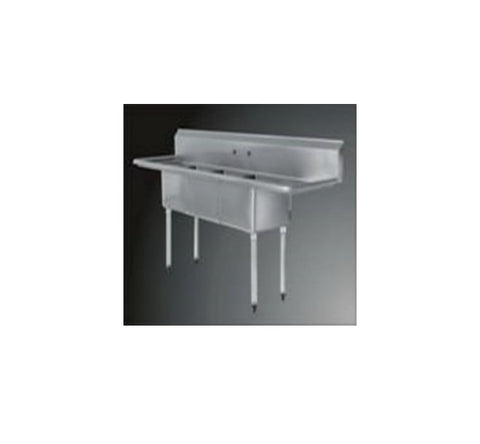 US Refrigeration USS3C242414-24LR 24x24 Three-Compartment Sink with Two 24" Drain Boards