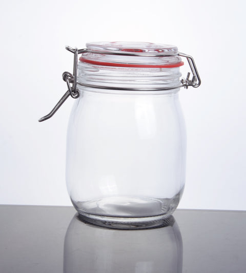 Enhanced Glassware CW-10800F Enhanced - 28 oz Glass Storage Jar with Lock N Seal Cover