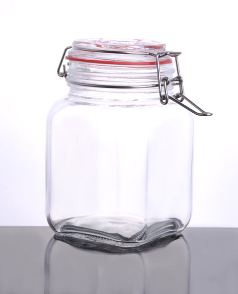 CW-41200F Enhanced 40 Oz. Glass Storage Jar with Lock Seal - EA