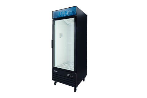 Enhanced Refrigeration EGDM-ICE1-HC Single Glass Door Ice Merchandiser Freezer, 23 Cu. Ft., Black