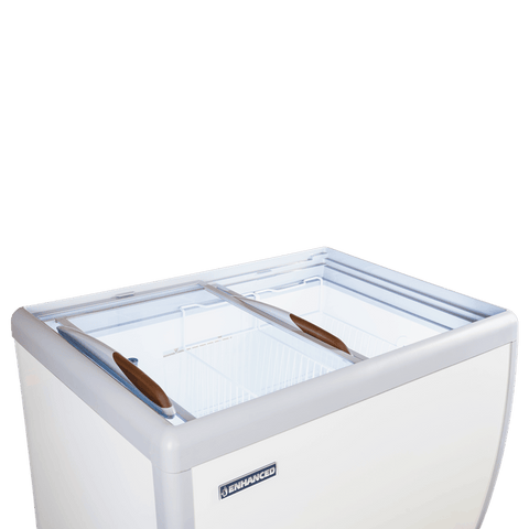 ERI-260 Enhanced Freezer, sliding flat glass lids, led lights inside, 40" wide, 2 baskets