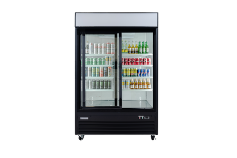 Enhanced Refrigeration EGDM-45R-SD-HC 45 cu. ft. 2-Door Sliding Glass Merchandiser Refrigerator, Black Exterior