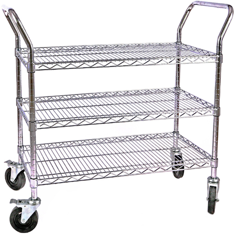 E-UT1836C Enhanced 18" x 36" Wire Cart, 3 Shelves and Casters-Enhanced Wire Shelving
