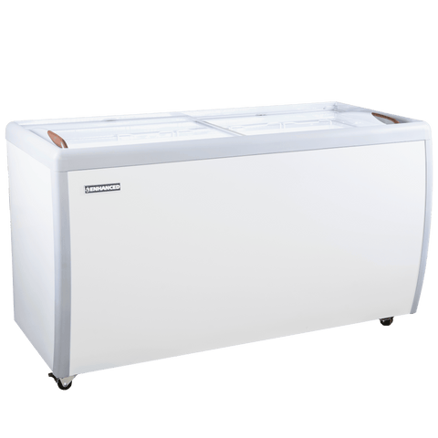 ERI-460 Enhanced Freezer, sliding flat glass lids, led lights inside, 60" wide, 4 baskets