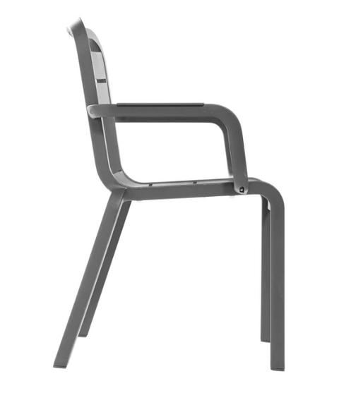 UT115002 Grosfillex Cannes Stacking Armchair, Charcoal-Grosfillex