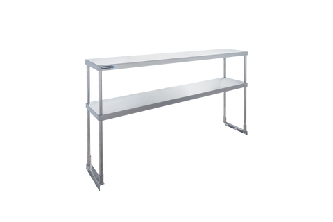 Enhanced SS & Equipment E-DOS-1261 Custom Double Tier Stainless Steel Overshelf 12" x 60-1/4" x 32"H