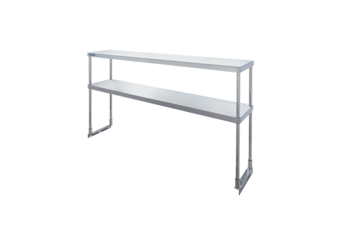 Enhanced SS & Equipment E-DOS-1261 Custom Double Tier Stainless Steel Overshelf 12" x 60-1/4" x 32"H
