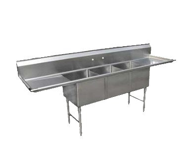 Enhanced SS & Equipment E-S3C181814-18LR-316 3-Compartment Stainless Steel Sink with Right/Left Drainboards