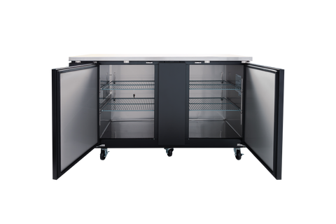 Enhanced Refrigeration EBB-3F-HC Enhanced 69" Refrigerated Back Bar Cooler, 2-Door, Black Exterior, Stainless Steel Top