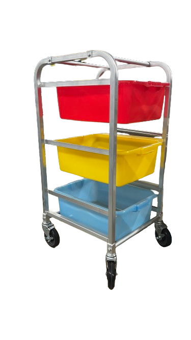 E-ABBC-3KD-HD Enhanced Bus box cart heavy duty, (3) bus box capacity, aluminum, w/casters & brakes, KD