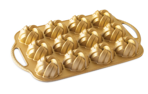 95377 Nordic Ware Braided Mini Bunt 75th Anniversary, 12 cups. Gold Collection