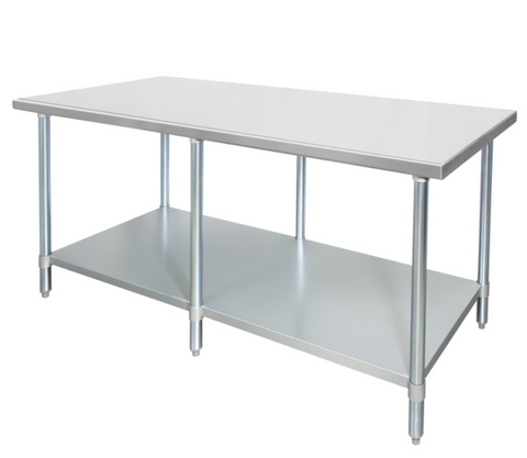 E-WTG-2496-418 Enhanced Worktable 24"x96\" 18ga S/S top, galvanized undershelf, 6 galvanized legs