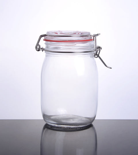 Enhanced Glassware CW-11200F 42-1/2 oz Glass Storage Jar with Lock-N-Seal Cover
