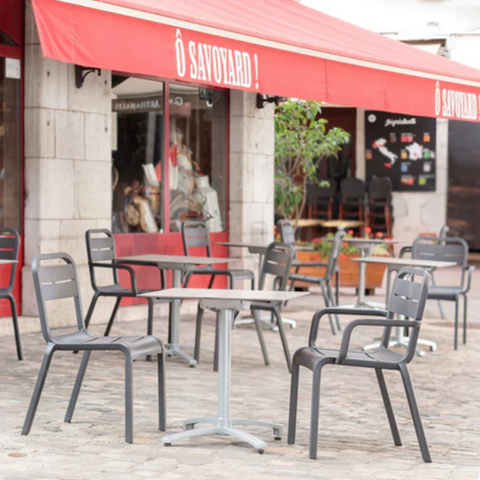 UT115181 Grosfillex Cannes Stacking Armchair, French Taupe-Grosfillex