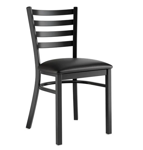 CH701 Enhanced Dining chair, slotted metal back, black finish, black vinyl seat (seat pad in carton)