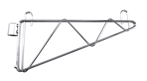 Enhanced Wire Shelving E-CBR-18ASDWM 18" Single Adjustable Wall Brackets, Chrome - Kit of 2
