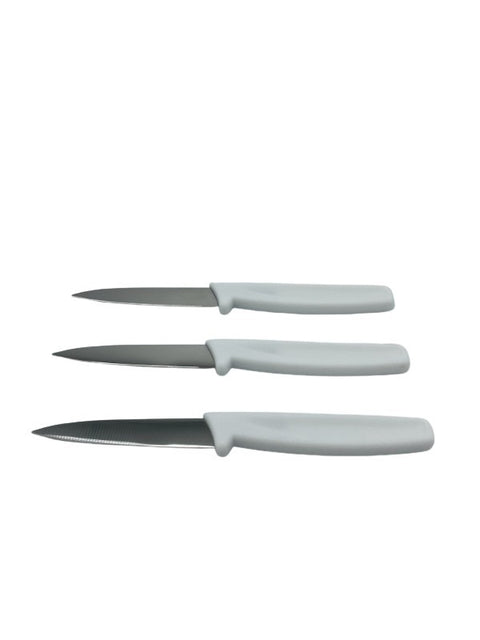 Cresco Resco KWPARING325SPK 3.25" Smooth Paring Knife Set, White Handle, 3-Pack