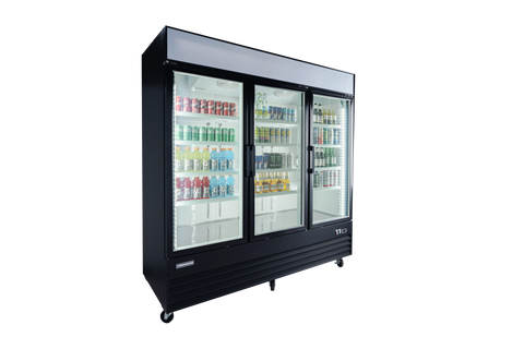 Enhanced Refrigeration EGDM-60R-HC Enhanced 3-Door Glass Merchandiser Refrigerator, Black Exterior