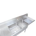 E-S2C181814-18LR-316 Enhanced 18"D x 18"W Sink, 3 Tubs with Right/Left Drainboards-Enhanced SS & Equipment