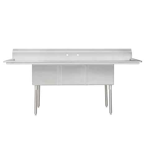 E-S3C182414-18LR-316 Enhanced Sink 3-tub 18"X24"X14" tubs, 18" left & right drainboards 16GA