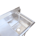 E-S1C181814-18L-316 Enhanced 18"D x 18"W Sink, 1 Tub with Left Drainboard-Enhanced Stainless Steel