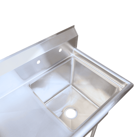 E-S1C181814-18L-316 Enhanced 18"D x 18"W Sink, 1 Tub with Left Drainboard-Enhanced Stainless Steel