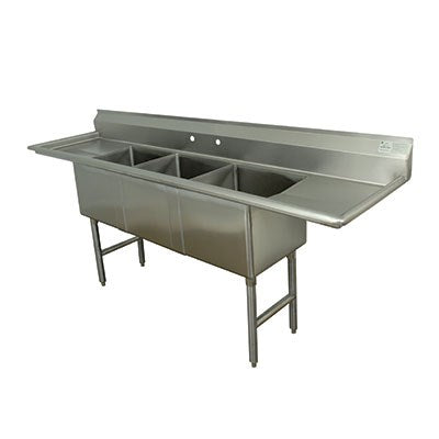 E-S3C242414-24LR-316 Enhanced 24"D x 24"W Sink, 3 Tubs with Right/Left Drainboards-Enhanced SS & Equipment