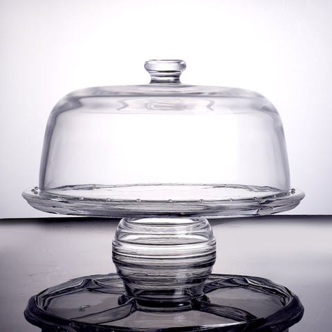 Enhanced Glassware PL-9212 CCG Glass Cake Stand with Dome Cover
