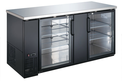 Enhanced Refrigeration EBB-3G-HC Back Bar Cooler 27" D, Black Exterior, Stainless Steel Top, 2-Glass Doors