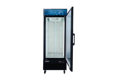 Enhanced Refrigeration EGDM-ICE1-HC Single Glass Door Ice Merchandiser Freezer, 23 Cu. Ft., Black