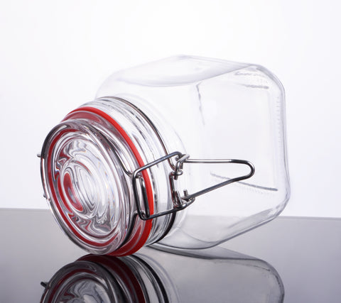 CW-40800F Enhanced 30 Oz. Glass Storage Jar with Lock Seal - EA-Enhanced Glassware
