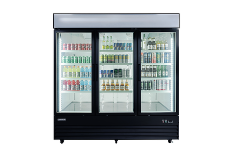 Enhanced Refrigeration EGDM-60R-HC Enhanced 3-Door Glass Merchandiser Refrigerator, Black Exterior
