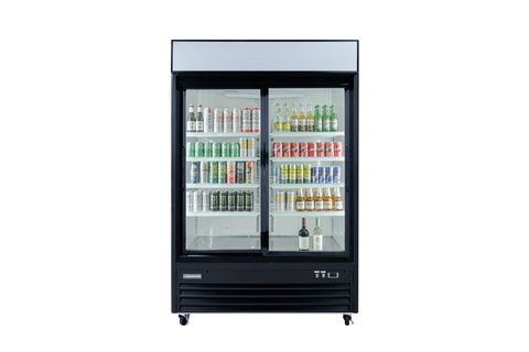 Enhanced Refrigeration EGDM-45R-SD-HC 45 cu. ft. 2-Door Sliding Glass Merchandiser Refrigerator, Black Exterior