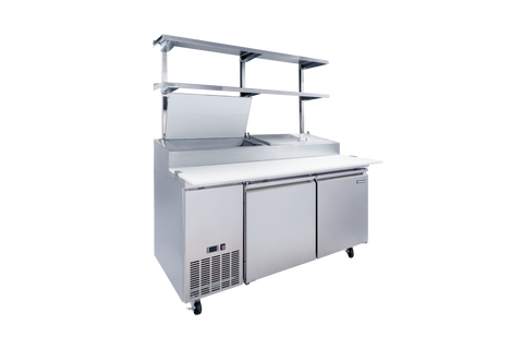 Enhanced SS & Equipment E-DOS-PT1472 Double Tier Stainless Steel Overshelf for Prep Table, 14"x72"x48"H